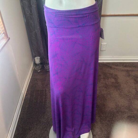 LuLaRoe Azure Plum/Purple/Blue high waist maxi skirt, size XL - Picture 1 of 5